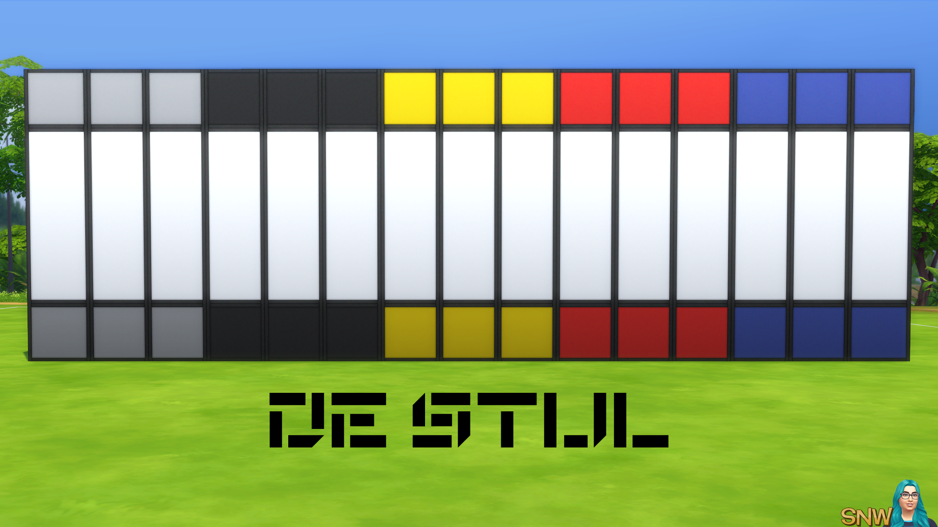 De Stijl Walls for The Sims 4